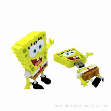 Cartoon USB Flash Drive, Made of PVC/Customized Designs/Logos/Colors/Ideal for Promotional Purposes
